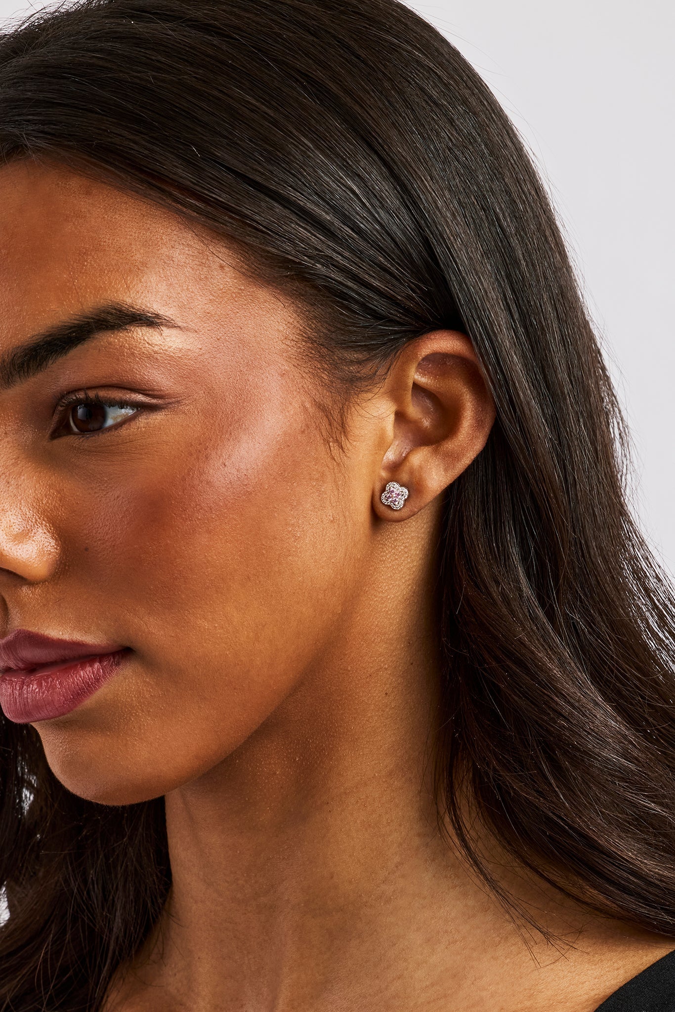Womens Motif Cross Stud Earrings - 8mm - White